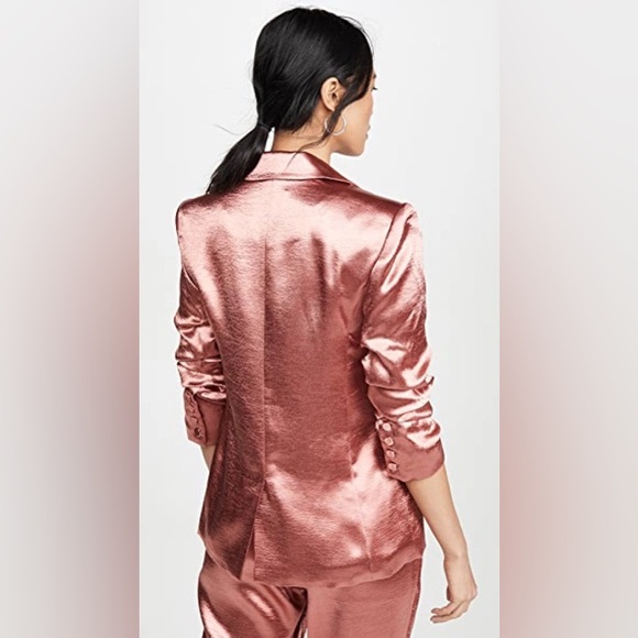 Cinq a Sept KYLIE RUCHED HAMMERED-SATIN BLAZER IN ROSEWOOD size 6 - Picture 4 of 8